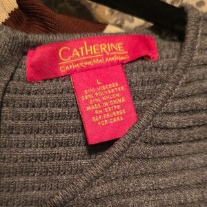 Catherines Gray Crew Neck Sweater Dress with Ribbed Knit